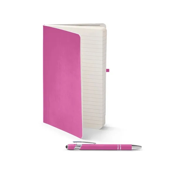 Journal and pen set with a soft cover, a rubberized aluminum... from ASI 79530 Prime Line
