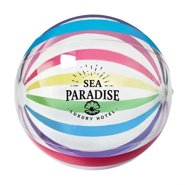 16" PVC inflatable beach ball with multi-color stripes.... from ASI 63549 Jornik Manufacturing Corp / Jornik