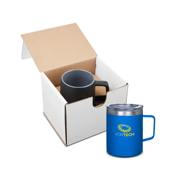 12 ounce mug with double-wall vacuum insulation and lid; Kraft gift... from ASI 79530 Prime Line