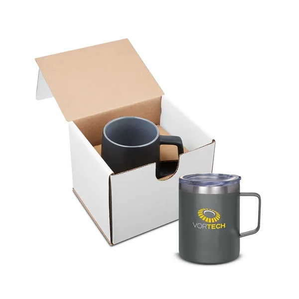 12 ounce mug with double-wall vacuum insulation and lid; Kraft gift... from ASI 79530 Prime Line