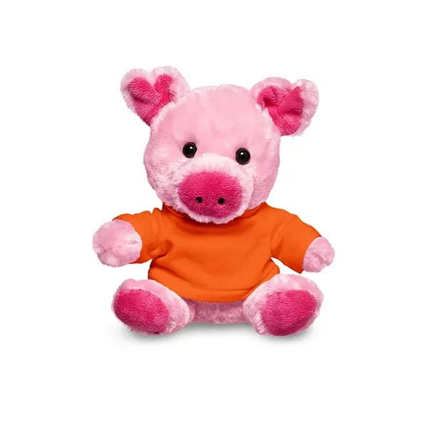 4" x 7.75" x 6" plush polyester pig in custom color... from ASI 79530 Prime Line