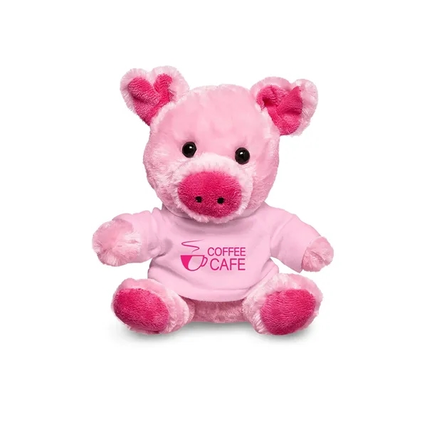 4" x 7.75" x 6" plush polyester pig in custom color... from ASI 79530 Prime Line