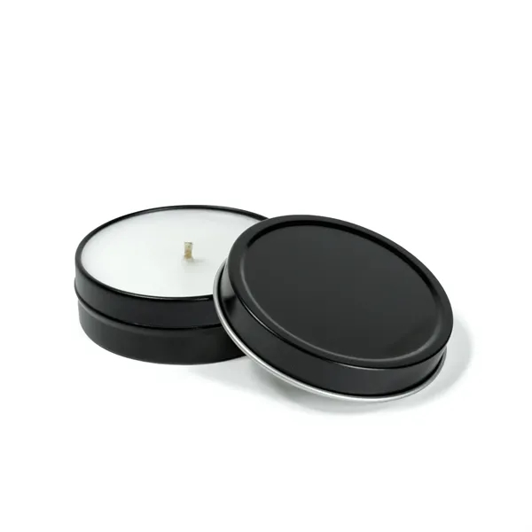 2 oz. Mini Candle in Black Tin with direct 4-c decoration... from ASI 38850 Bath Promotions / Bath Promotions