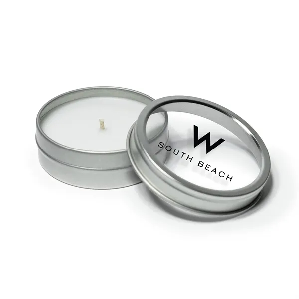 2 oz. Mini Candle in Silver Tin with Clear Lid -... from ASI 38850 Bath Promotions / Bath Promotions