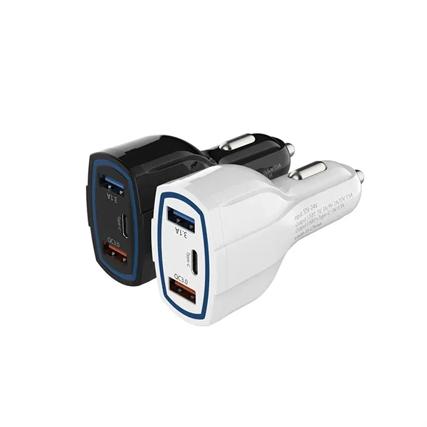 Quick charge 3 ports USB car charger plus laser engraving on... from ASI 37218 Athena Promo (tm)