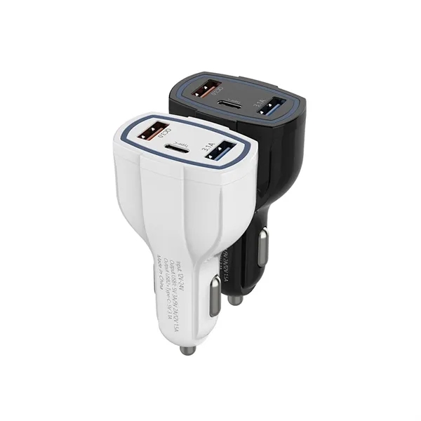 Quick charge 3 ports USB car charger plus laser engraving on... from ASI 37218 Athena Promo (tm)