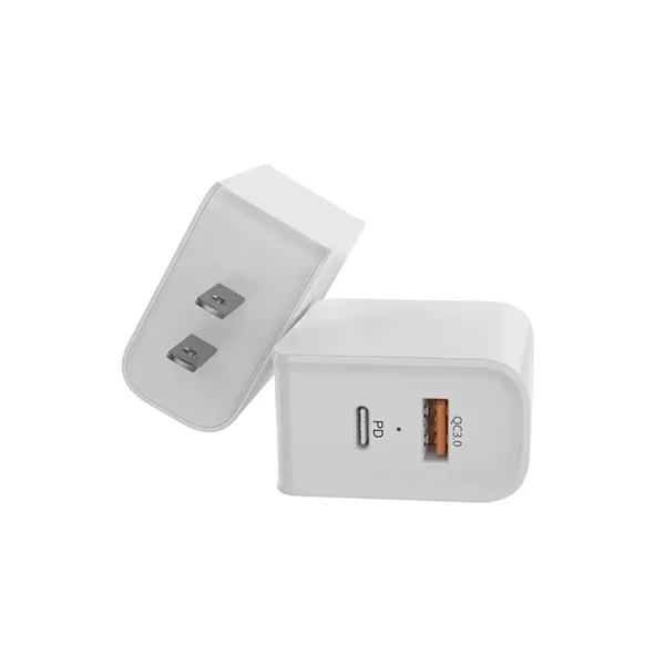Dual port quick charging travel wall charger plus laser engraving on... from ASI 37218 Athena Promo (tm)