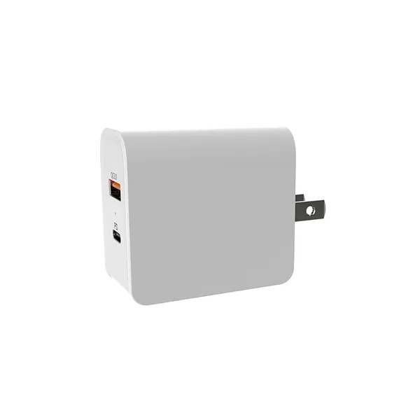 Dual port quick charging travel wall charger plus laser engraving on... from ASI 37218 Athena Promo (tm)