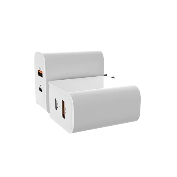 Dual port quick charging travel wall charger plus laser engraving on... from ASI 37218 Athena Promo (tm)