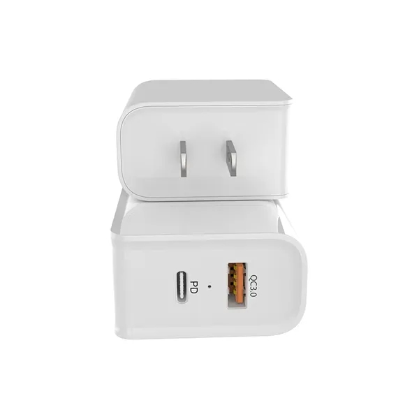 Dual port quick charging travel wall charger plus laser engraving on... from ASI 37218 Athena Promo (tm)