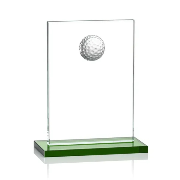 Rectangular golf award on a Green base with a 3D crystal... from ASI 84592 St Regis Group / St Regis