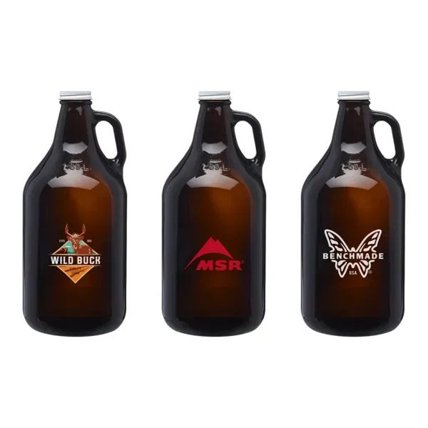 64 oz. amber colored glass growler with screw-on cap and handle.... from ASI 88060 Snugz/USA Inc
