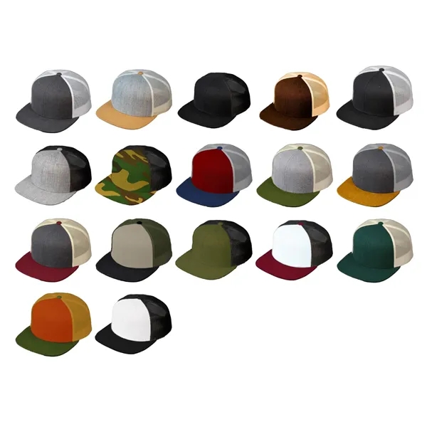 Wool Front Panels, Structured 6 Panel Crown, Mesh Back Panels, Flat... from ASI 72657 Active Life Promo / Active Life