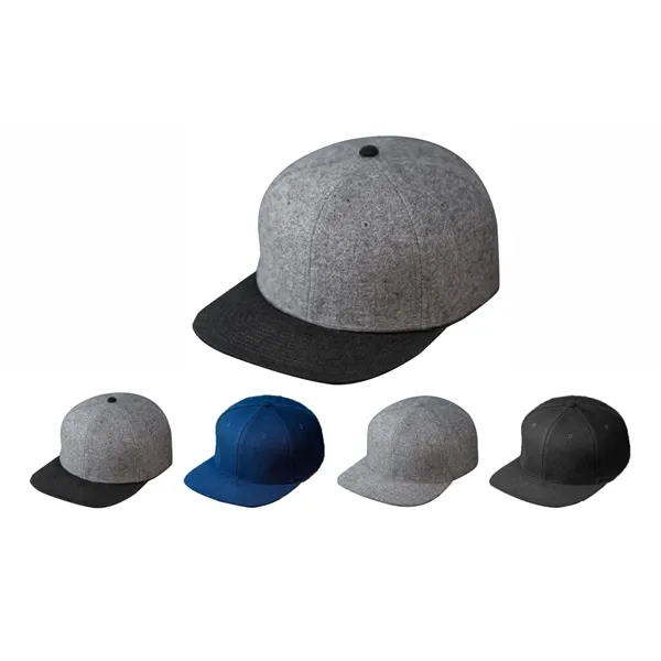 Premium Melton Wool, 6 Panel Structured Crown, Flat Bill, Premium Leather... from ASI 72657 Active Life Promo / Active Life
