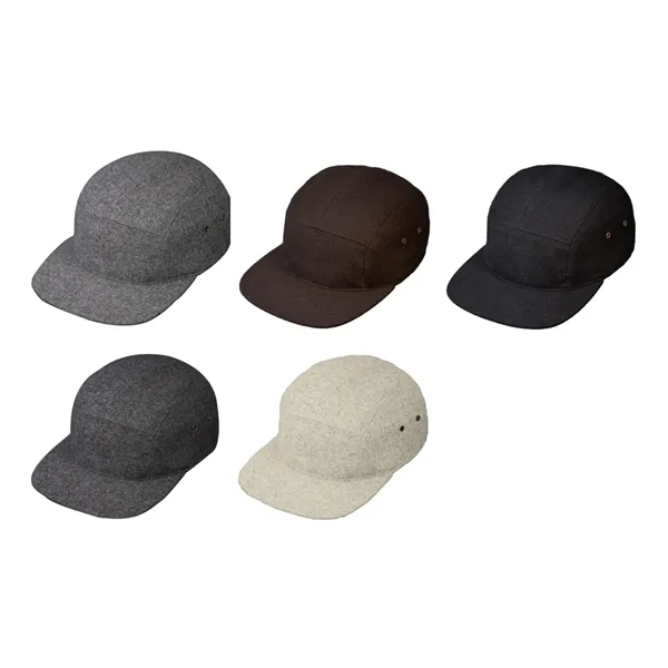 Premium Melton Wool, 5 Panel Camp Crown, Flat Bill, Premium Leather... from ASI 72657 Active Life Promo / Active Life