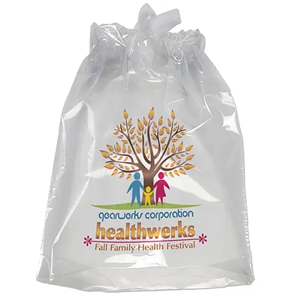 Low-density plastic bag with poly-draw handles.... from ASI 37940 Bag Makers Inc