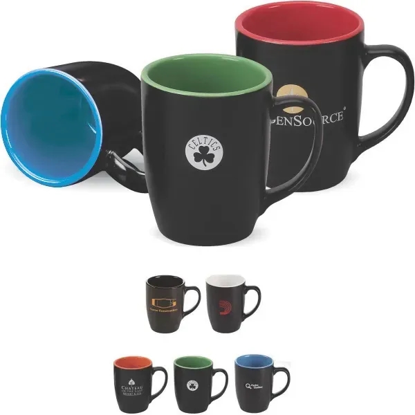 12 oz. black matte ceramic mug with two-tone pattern... from ASI 40261 Berney-Karp Inc / Creative Source