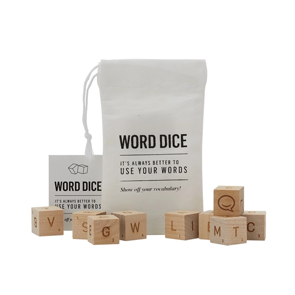 Nine-piece natural wooden word dice game.... from ASI 88060 Snugz/USA Inc / SnugZ USA®