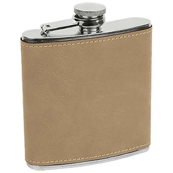 6 oz. stainless steel flask with light brown leatherette and laser... from ASI 74601 Calico
