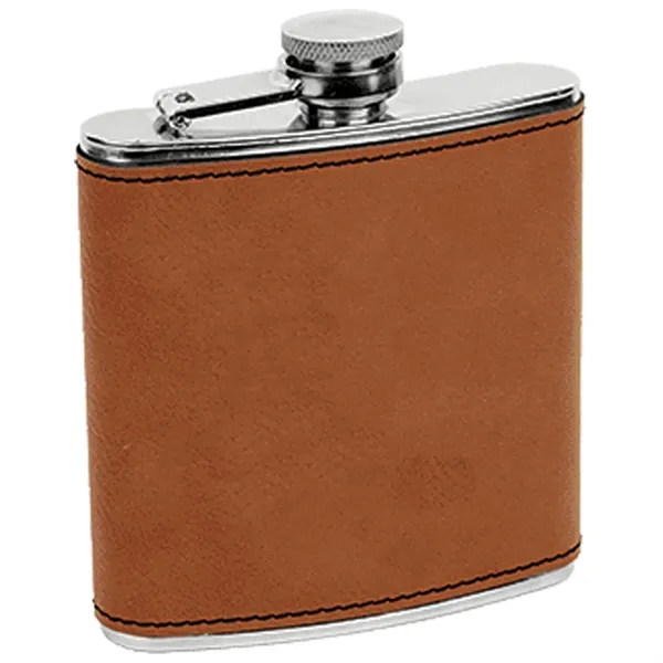 6 oz. stainless steel flask with rawhide leatherette and laser engraving;... from ASI 74601 Calico