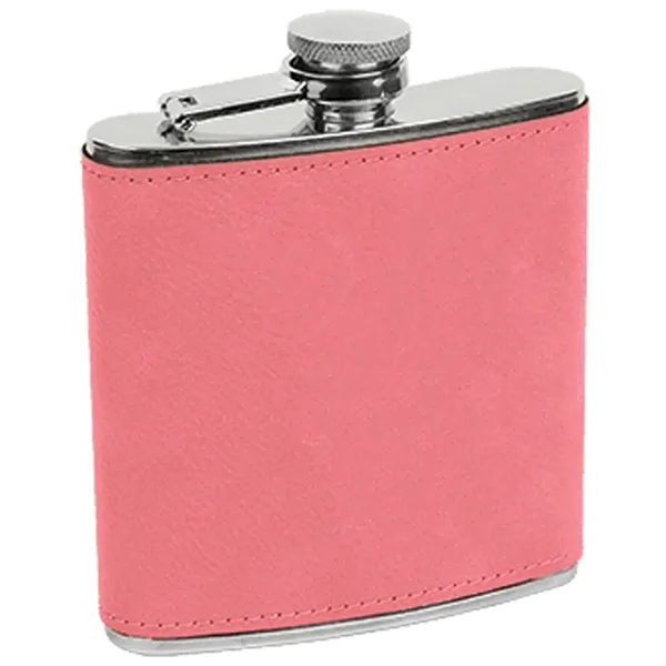6 oz. stainless steel flask with pink leatherette and laser engraving;... from ASI 74601 Calico