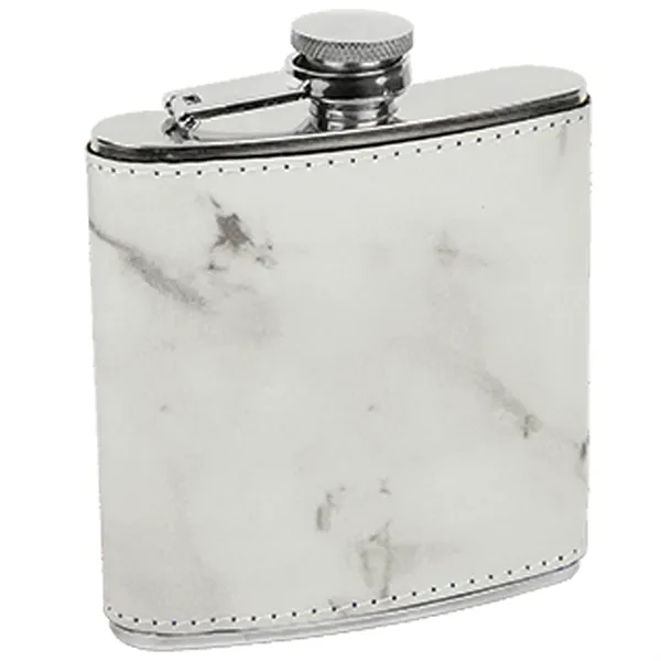Stainless steel six ounce capacity flash with marble-look PU leatherette exterior... from ASI 74601 Calico