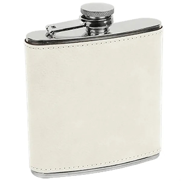 6 oz. stainless steel flask with white leatherette and laser engraving;... from ASI 74601 Calico