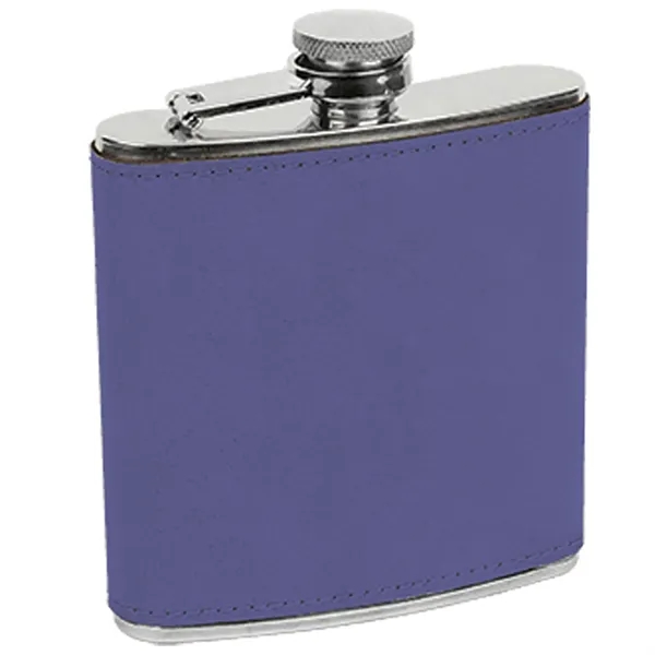 6 oz. stainless steel flask with purple leatherette and laser engraving;... from ASI 74601 Calico