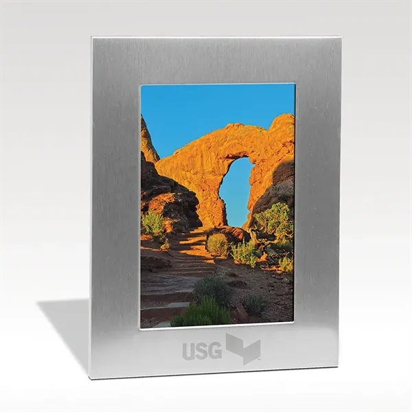Acclaim brushed, silver-tone aluminum picture frame that holds a 5" x... from ASI 93986 Visions/Awardcraft / Visions Awards