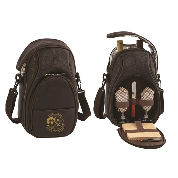 Brava Wine-Cheese Tote Brown Vegan Leather... from ASI 88675 Picnic Plus