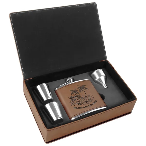 Gift set with 6 oz. leatherette-stainless steel flask, funnel and two... from ASI 74601 Calico