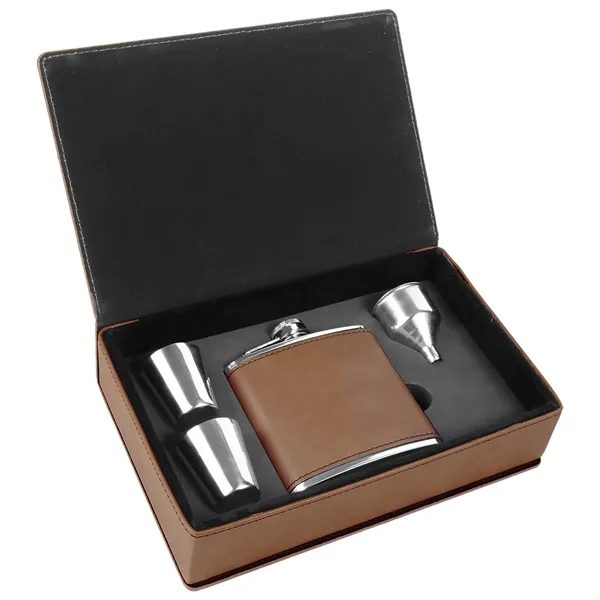 Gift set with 6 oz. leatherette-stainless steel flask, funnel and two... from ASI 74601 Calico