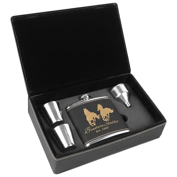 Gift set with 6 oz. leatherette-stainless steel flask, funnel and two... from ASI 74601 Calico