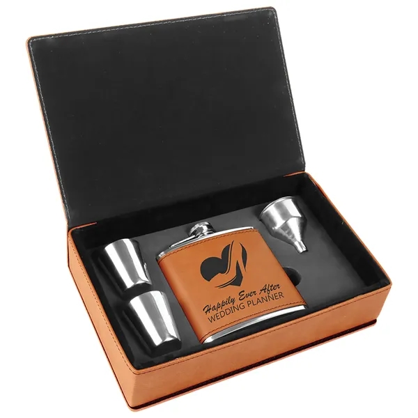 Gift set with 6 oz. rawhide leatherette-stainless steel flask, funnel and... from ASI 74601 Calico