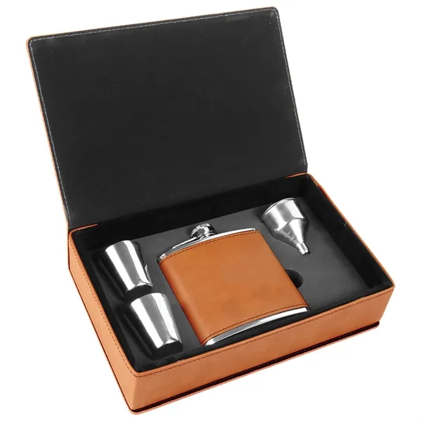 Gift set with 6 oz. rawhide leatherette-stainless steel flask, funnel and... from ASI 74601 Calico