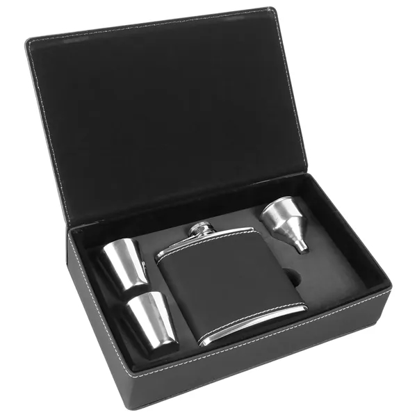 Gift set with 6 oz. black leatherette-stainless steel flask, funnel and... from ASI 74601 Calico