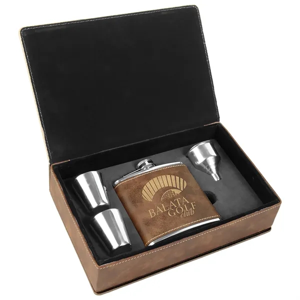 Gift set with 6 oz. leatherette-stainless steel flask, funnel and two... from ASI 74601 Calico