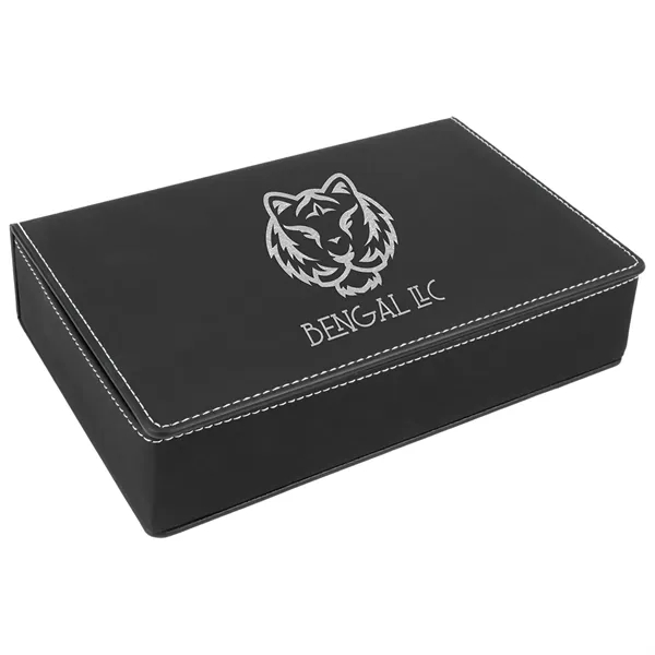 Black leatherette gift box filled with a 6 oz. stainless steel... from ASI 74601 Calico