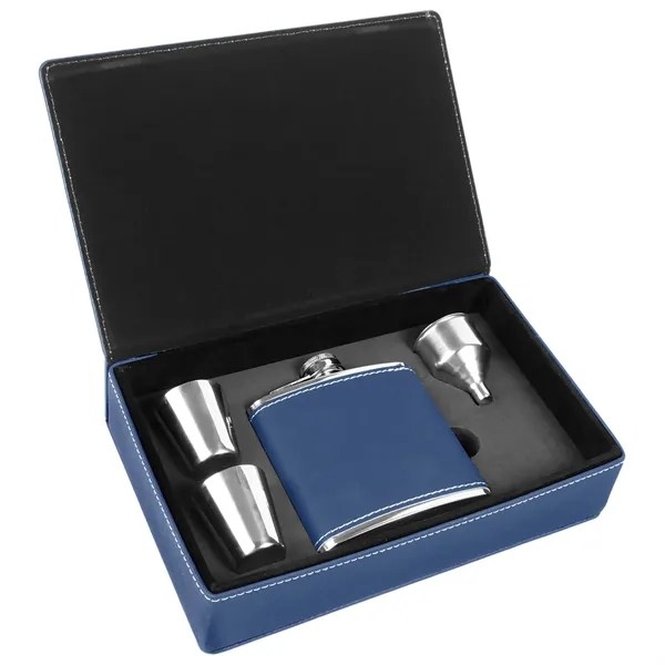 Gift set with 6 oz. blue leatherette-stainless steel flask, funnel and... from ASI 74601 Calico