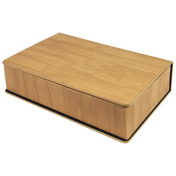 Gift set with stainless steel 6 ounce flask with bamboo PU... from ASI 74601 Calico