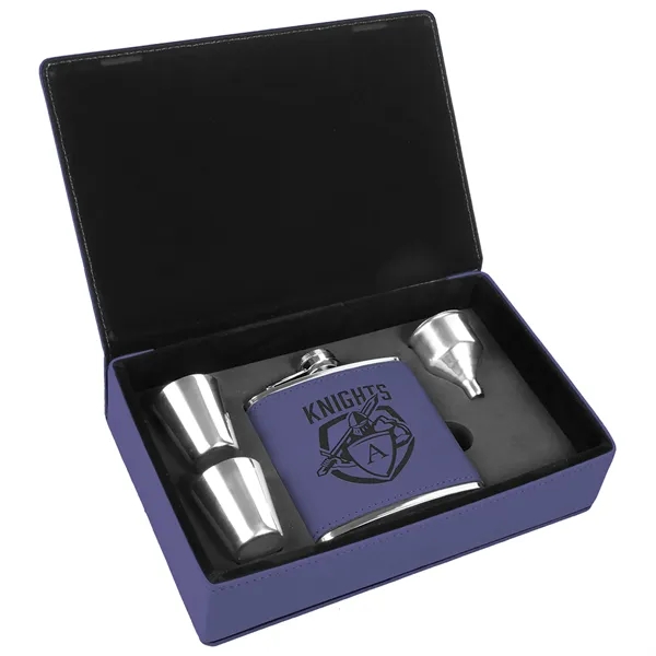 Gift set with 6 oz. purple leatherette-stainless steel flask, funnel and... from ASI 74601 Calico