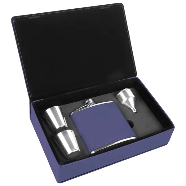 Gift set with 6 oz. purple leatherette-stainless steel flask, funnel and... from ASI 74601 Calico