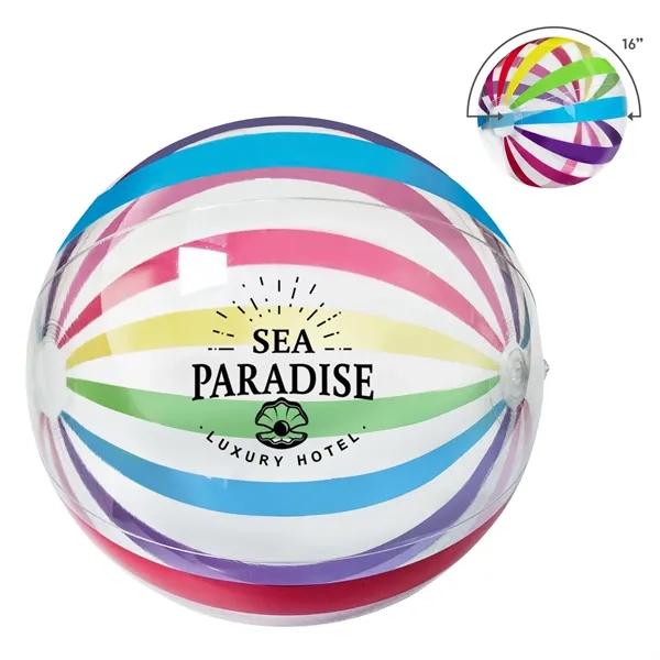 16" PVC inflatable beach ball with multi-color stripes.... from ASI 63549 Jornik Manufacturing Corp / Jornik