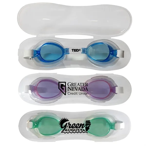 Pro style, swim goggles in attractive colors with carrying case -... from ASI 45100 Chulani Promotional Products, Inc / Competitive Edge Innovations/Chulani