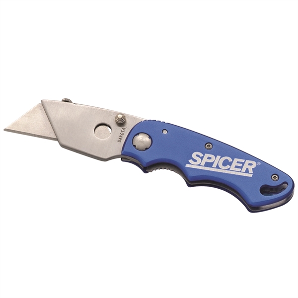 Folding utility knife with anodized aluminum handle in stainless steel construction... from ASI 46170 Compass Industries Inc