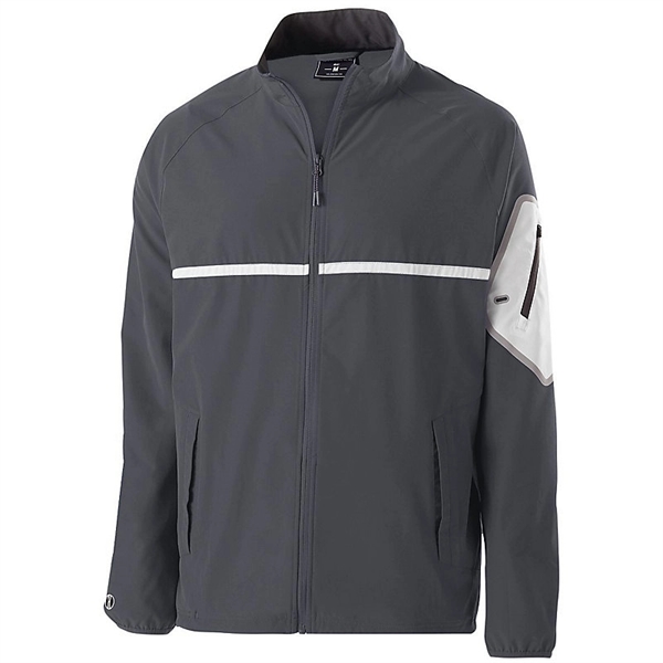 Adult jacket made of polyester/spandex with four-way stretch with a reflective... from ASI 37461 Augusta Sportswear / Holloway® Holloway Sportswear