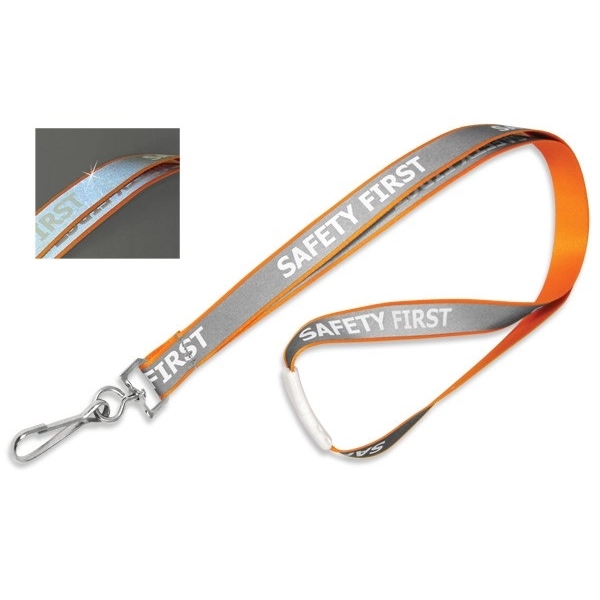 Preprinted lanyard. 5/8" "Safety First" reflective lanyard with swivel hook. Blank.... from ASI 62088 IDProductsource