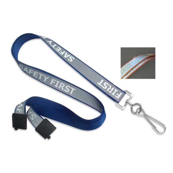 Preprinted lanyard. 5/8" "Safety First" reflective lanyard with swivel hook. Blank.... from ASI 62088 IDProductsource