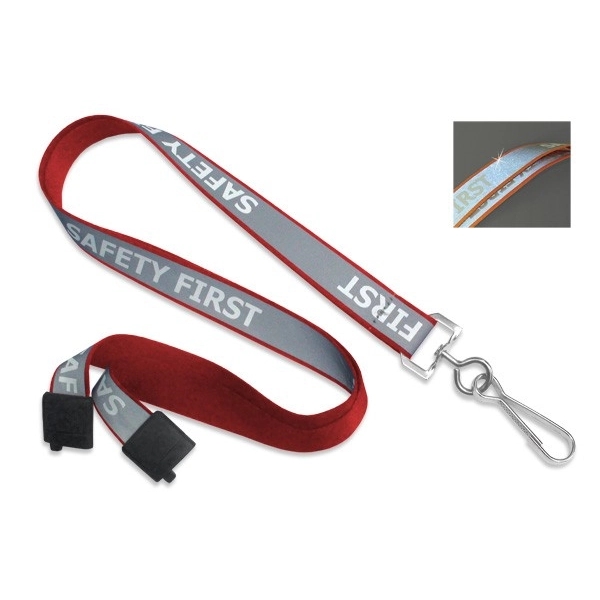 Preprinted lanyard. 5/8" "Safety First" reflective lanyard with swivel hook. Blank.... from ASI 62088 IDProductsource