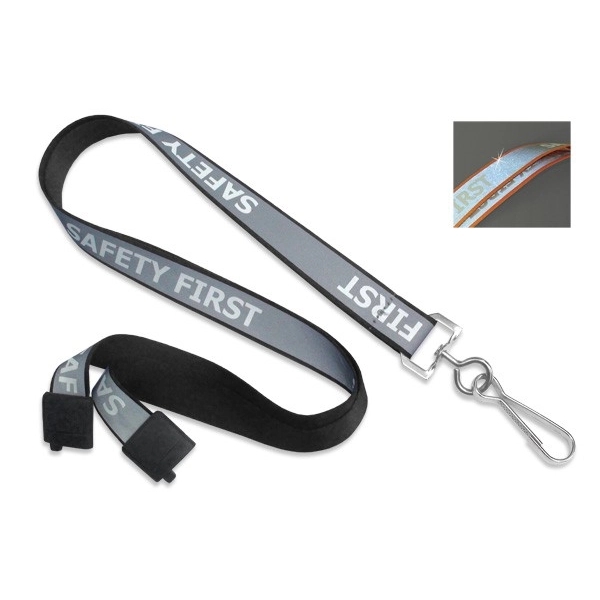 Preprinted lanyard. 5/8" "Safety First" reflective lanyard with swivel hook. Blank.... from ASI 62088 IDProductsource